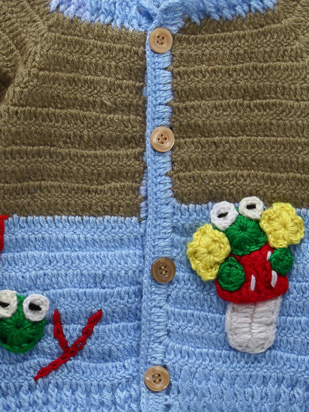 Chutput Kids Blue Coloured Solid Pullover For Baby Boys with Applique Detail - Distacart