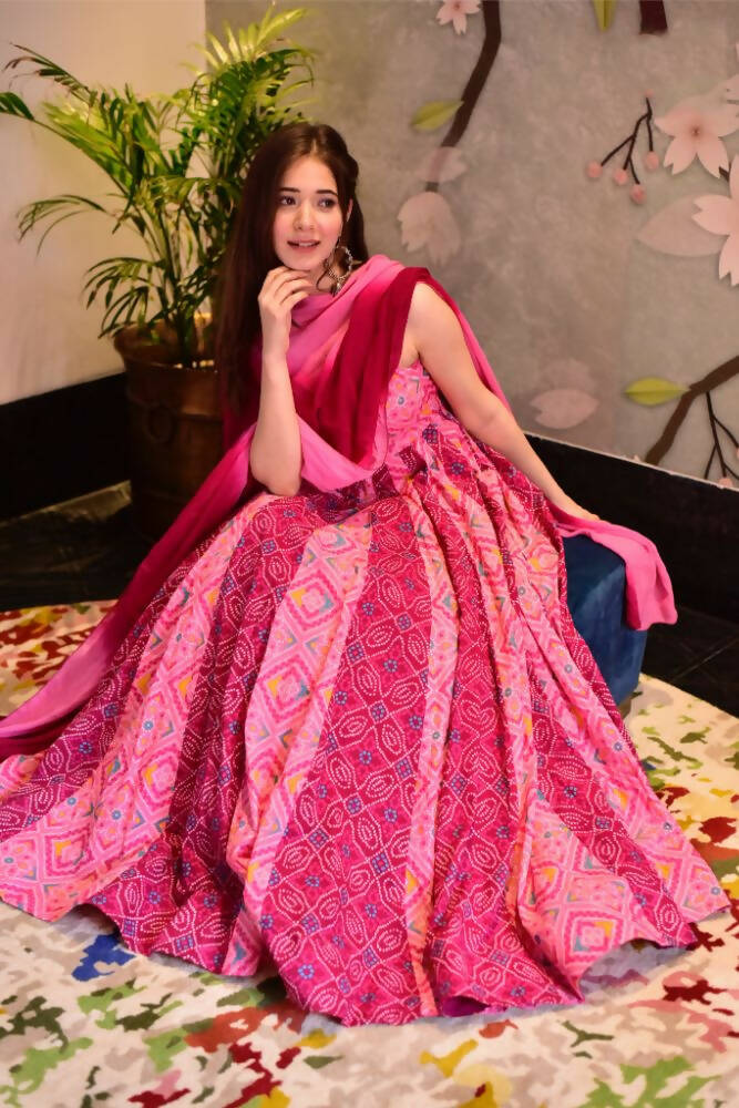 Partywear Designer Light Coral Pure Maslin Gown - Anbazaar - Distacart
