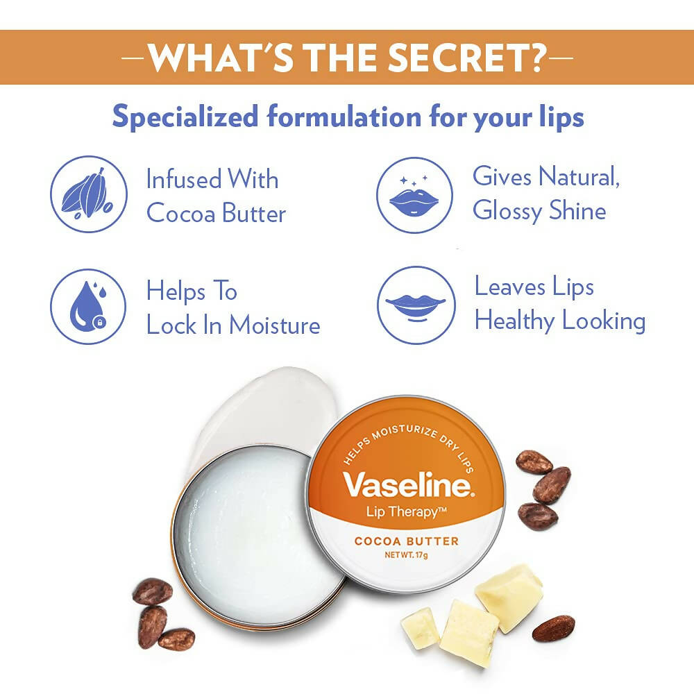 Vaseline Tin Cocoa Butter Lip Therapy - Distacart