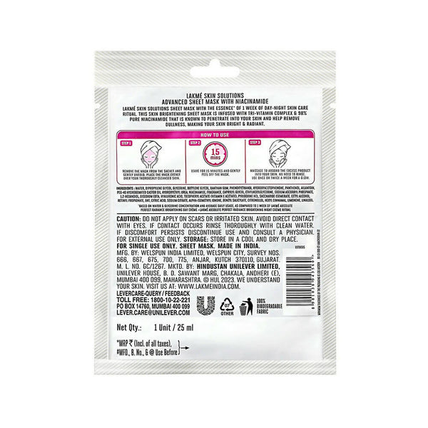 Lakme Skin Solutions Brightening Sheet Mask - Distacart