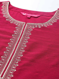 Thumbnail for Varanga Women Maroon Ethnic Motifs Embroidered Kurta With Trousers & Dupatta - Distacart