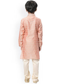 Thumbnail for Manyavar Boys Coral Ethnic Motifs Kurta with Salwar - Distacart