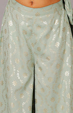 Thumbnail for Lil Drama Fusion Fair Girls Green Crop Top With Palazzo Co-Ordinate Set - Distacart