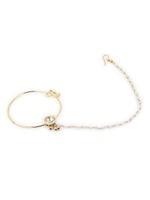 Thumbnail for Gold-Plated White Kundan Studded Beaded Nosepin - Ruby Raang - Distacart