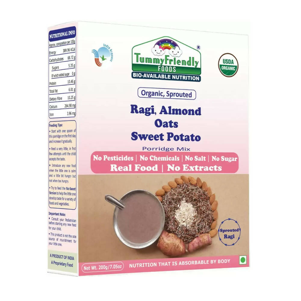 TummyFriendly Foods Organic Sathu Maavu, and Sprouted Ragi, Oats, Red Lentil, Banana Porridge Mixes - Distacart