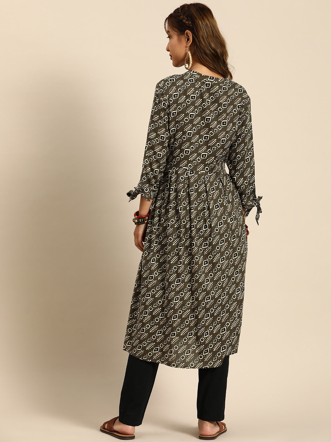 Sangria Women Ethnic Motifs Printed Mandarin Collar Anarkali Kurta - Distacart