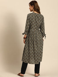 Thumbnail for Sangria Women Ethnic Motifs Printed Mandarin Collar Anarkali Kurta - Distacart