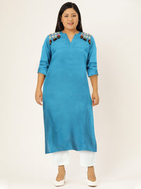 Thumbnail for Sangria Women Tassel Detail Straight Kurta with Pocket - Distacart