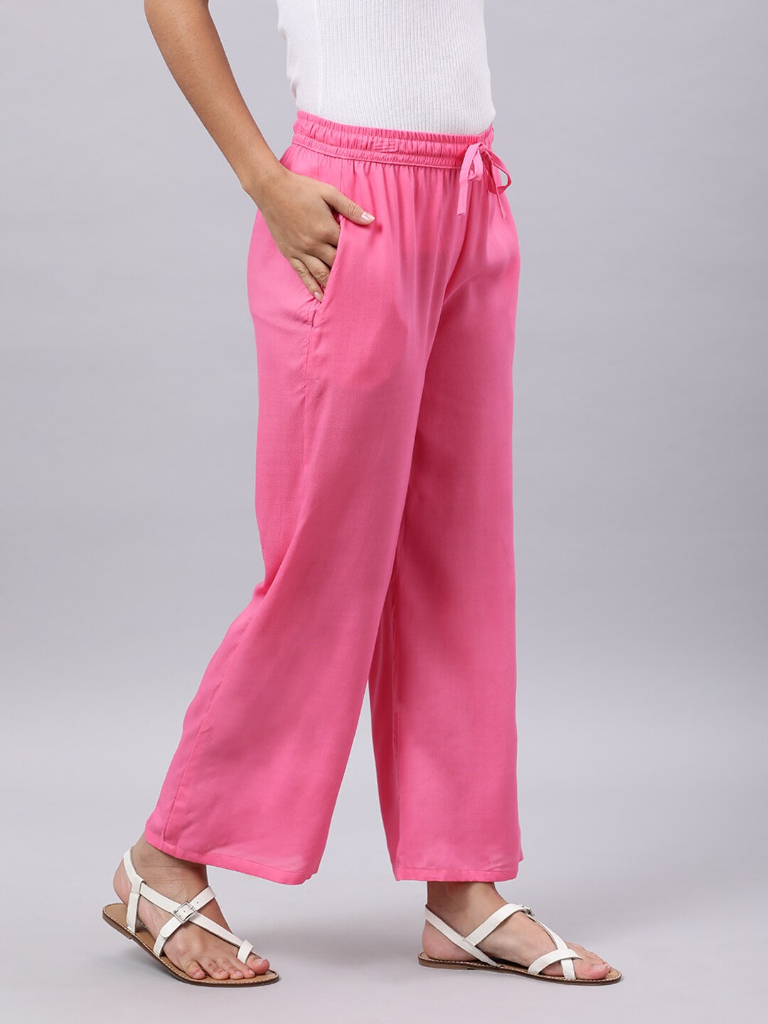 Souchii Pink Liva Palazzos - Distacart