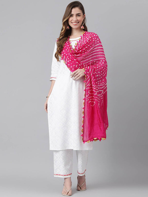 Khushal K Round Neck Floral Printed Kurta With Palazzos & Dupatta - Distacart