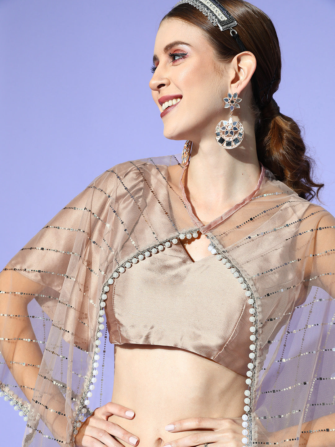 Tikhi Imli Satin Saree With Cape - Distacart