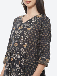 Thumbnail for Biba Women Black Floral Printed Pure Cotton Kurta with Palazzos - Distacart