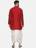 Thumbnail for Sethukrishna Men Maroon Kurta with Dhoti Pants - Distacart