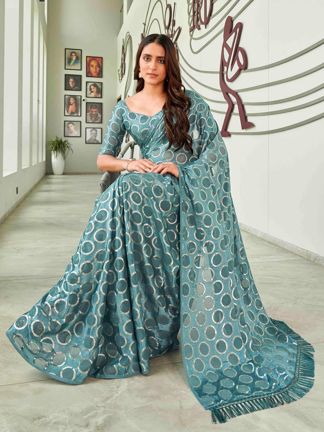 Tikhi Imli Geometric Woven Design Saree - Distacart