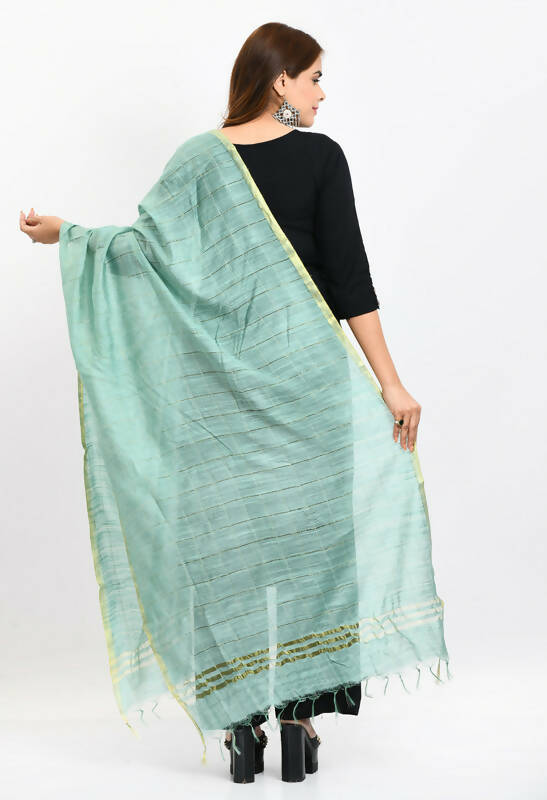 Mominos Fashion Moeza Women's Cotton Zari Box Pista Green Dupatta - Distacart