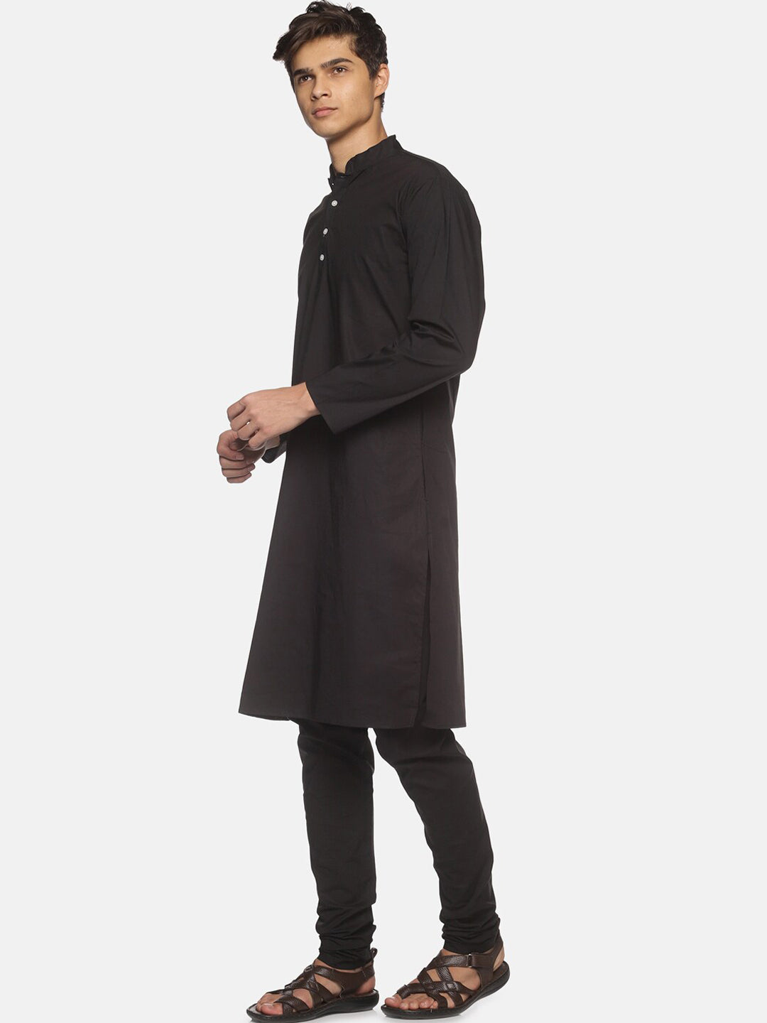 Sethukrishna Men Black Pure Cotton Kurta with Pyjamas - Distacart