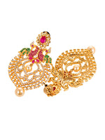 Thumbnail for Saraf RS Jewellery Gold-Plated Green & Pink American Diamond Studded & Beaded Handcrafted Jewellery Set - Distacart