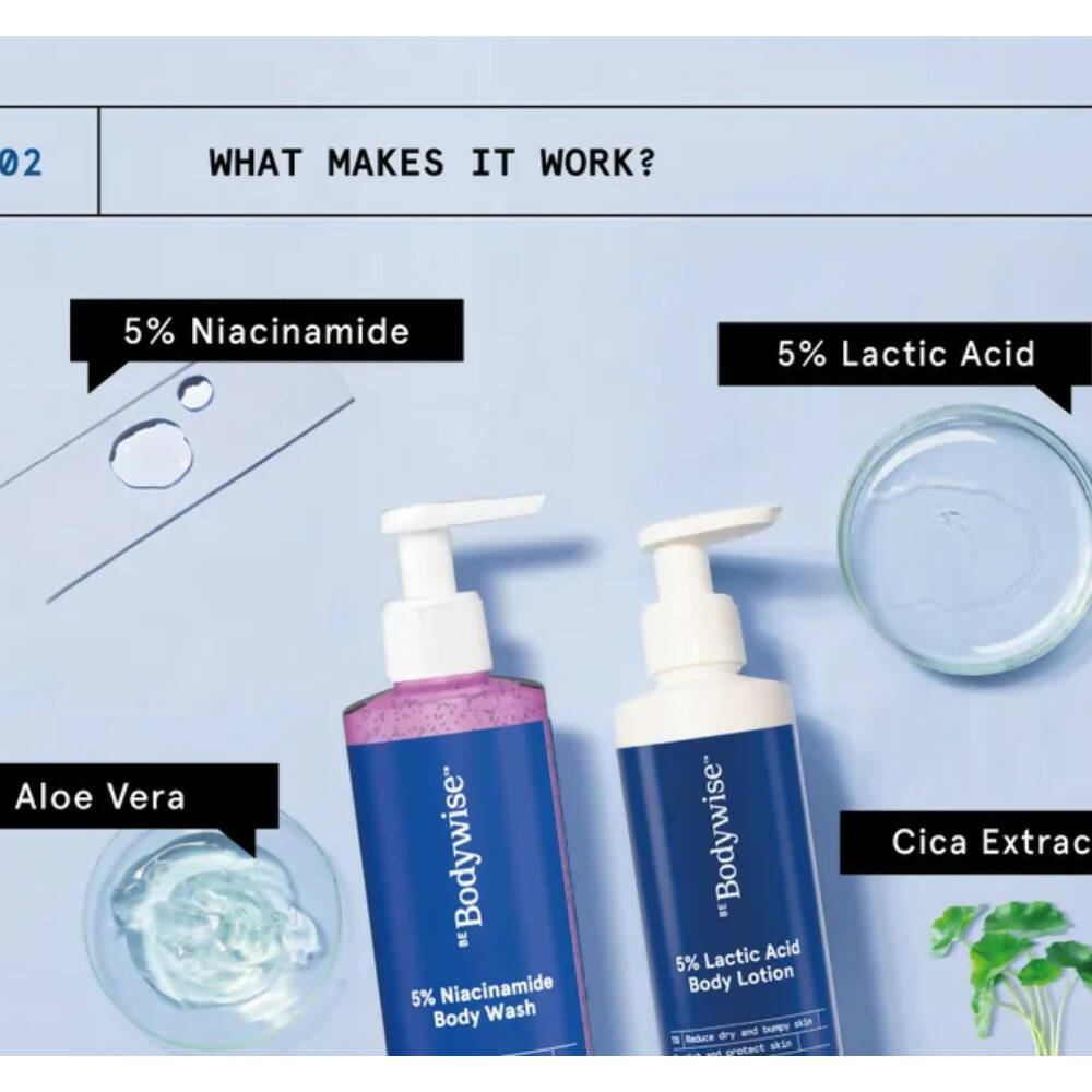 BeBodywise 5% Lactic Acid Body Lotion and 5% Niacinamide Body Wash - Distacart