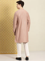 Thumbnail for House of Pataudi Men Jashn Ethnic Motifs Embroidered Sequinned Kurta with Pyjamas - Distacart