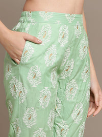Thumbnail for HERE&NOW Ethnic Motifs Embroidered Thread Work Sequinned High-Low Kurti with Trousers - Distacart
