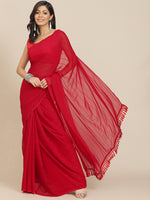 Thumbnail for Tikhi Imli Red Striped Saree - Distacart