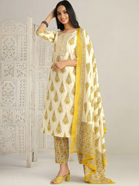 Thumbnail for Sangria Ethnic Motifs Printed Gotta Patti Kurta With Trouser & Dupatta - Distacart