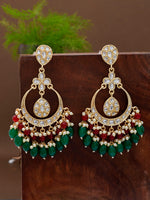 Thumbnail for Shoshaa Green Contemporary Kundan Chandbalis Earrings - Distacart