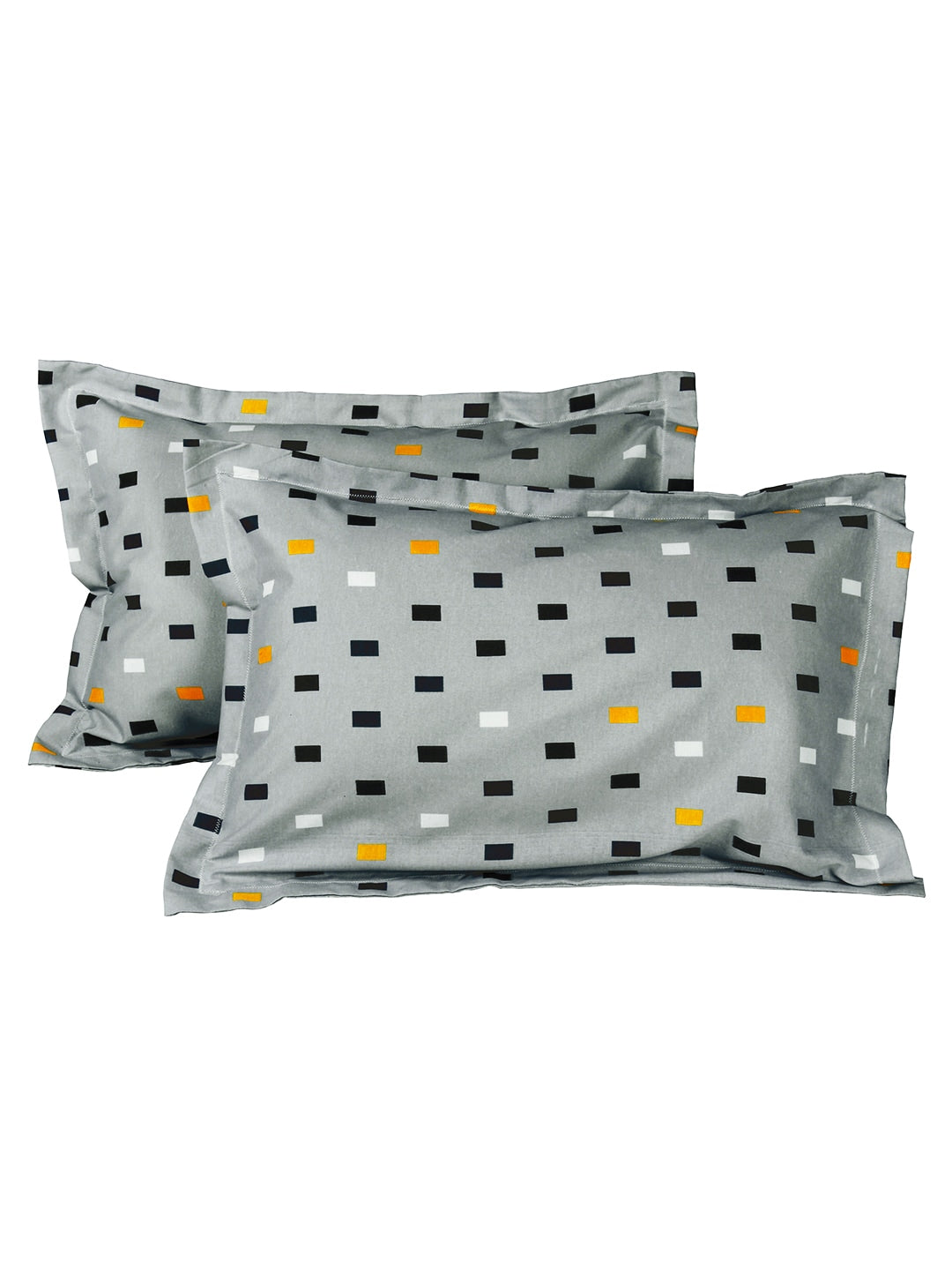 Story@home White & Grey Geometric Cotton 152 TC Queen Bedsheet With 2 Pillow Covers - Distacart