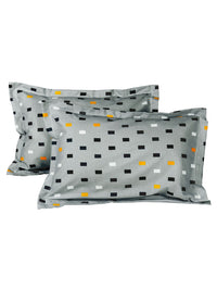 Thumbnail for Story@home White & Grey Geometric Cotton 152 TC Queen Bedsheet With 2 Pillow Covers - Distacart
