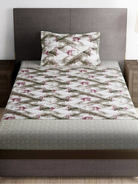 Thumbnail for Story@home Brown & Pink Abstract Microfiber 180 TC Bedsheet With Pillow Cover - Distacart