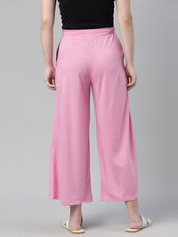 Thumbnail for Souchii Pink Knitted Palazzos - Distacart
