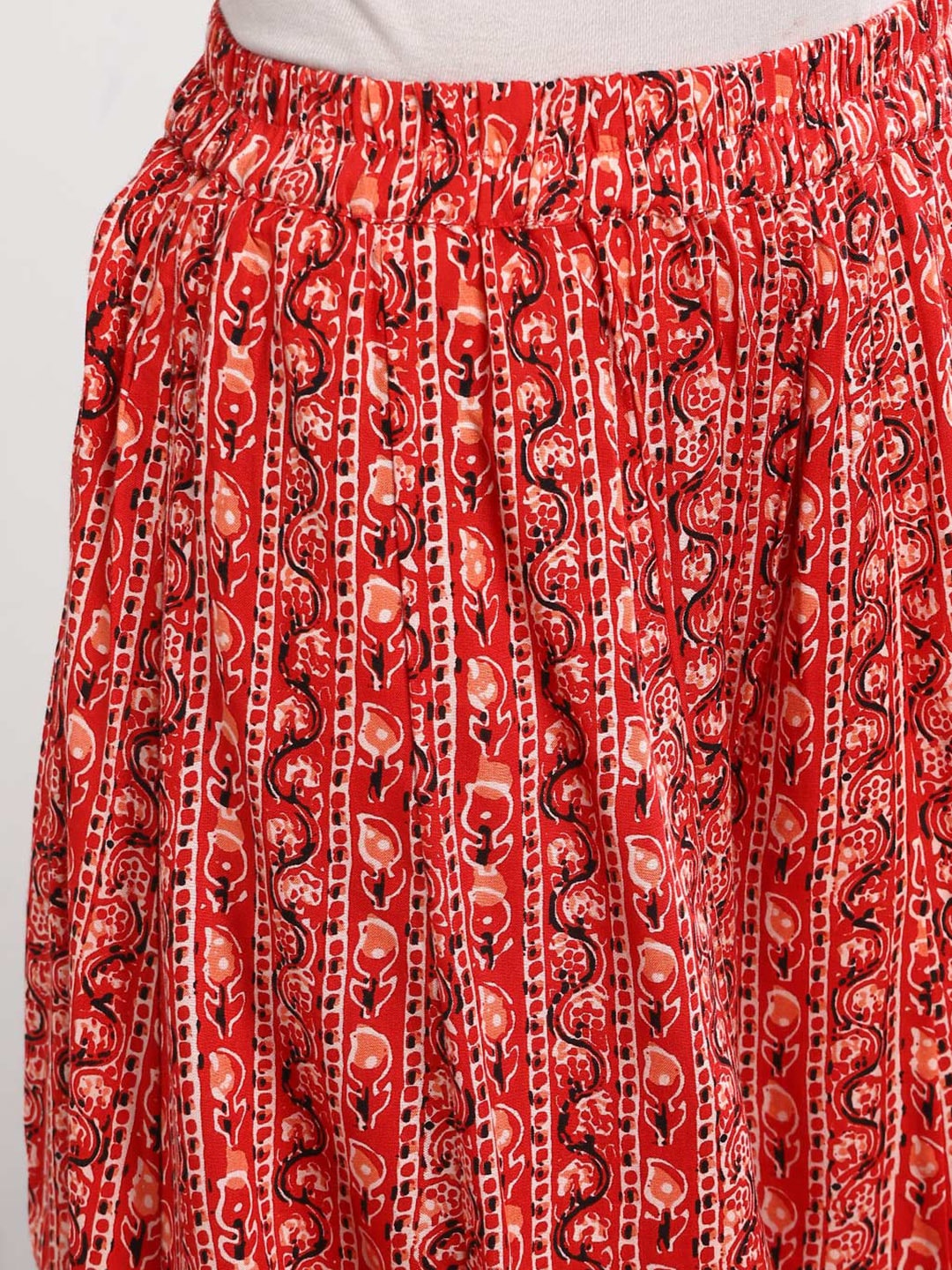 Sangria Women Red Printed Kurta with Palazzos - Distacart