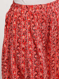 Thumbnail for Sangria Women Red Printed Kurta with Palazzos - Distacart