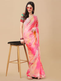 Thumbnail for Mitera Rose & Yellow Tie and Dye Beads and Stones Saree - Distacart
