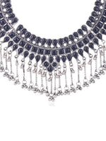 Thumbnail for Cardinal Silver-Plated Black Stone Studded Jewellery Set - Distacart