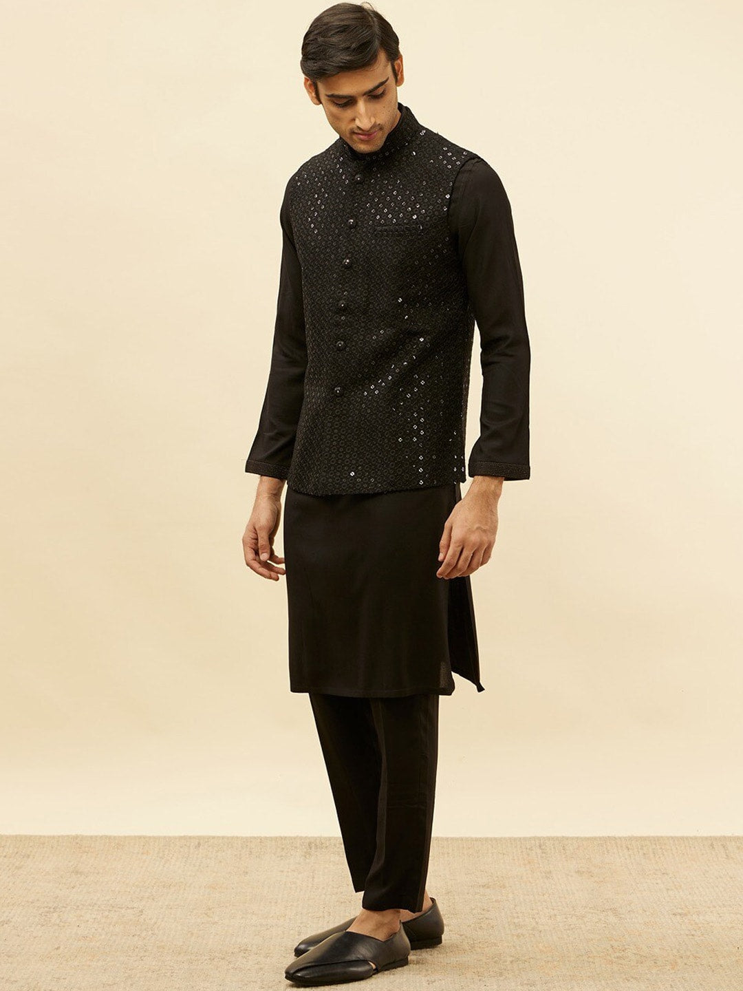 Manyavar Regular Kurta and Trousers With Nehru Jacket - Distacart