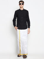 Thumbnail for Sethukrishna Men White Double Layer Readymade Dhoti With Pocket - Distacart