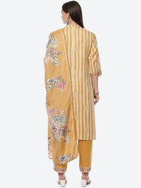 Thumbnail for Biba Women Mustard Yellow Floral Printed Kurta with Trousers With Dupatta - Distacart