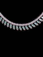 Thumbnail for Saraf RS Jewellery Sea Green & Rose Gold-Plated American Diamond Studded Jewellery Set - Distacart