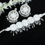 Thumbnail for Mominos Fashion Johar Kamal Handicraft Off White/Golden Pearls Necklace with Earrings For Women - Distacart