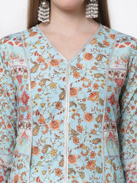 Thumbnail for Myshka Blue Color Pure Cotton Printed Kurta