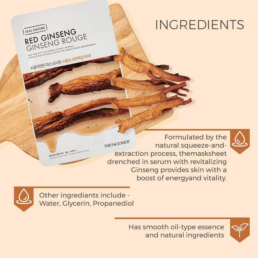 The Face Shop Real Nature Red Ginseng Face Mask - Distacart