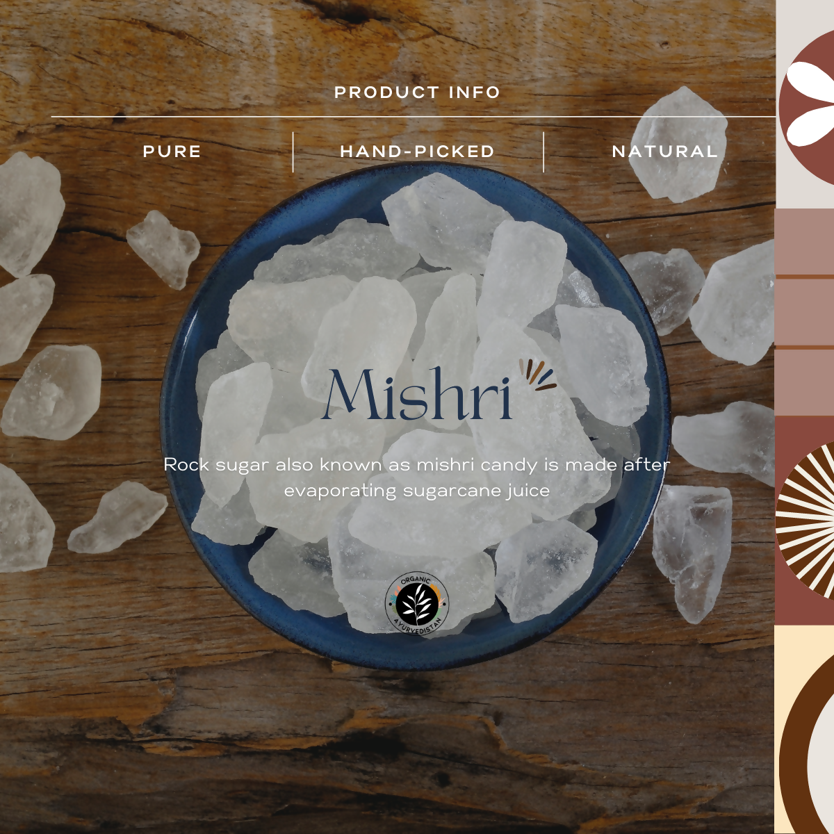 Organic Ayurvedistan Rock Sugar (Mishri) - Distacart