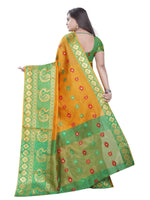 Thumbnail for Vamika Banarasi Cotton Silk Yellow Weaving Saree