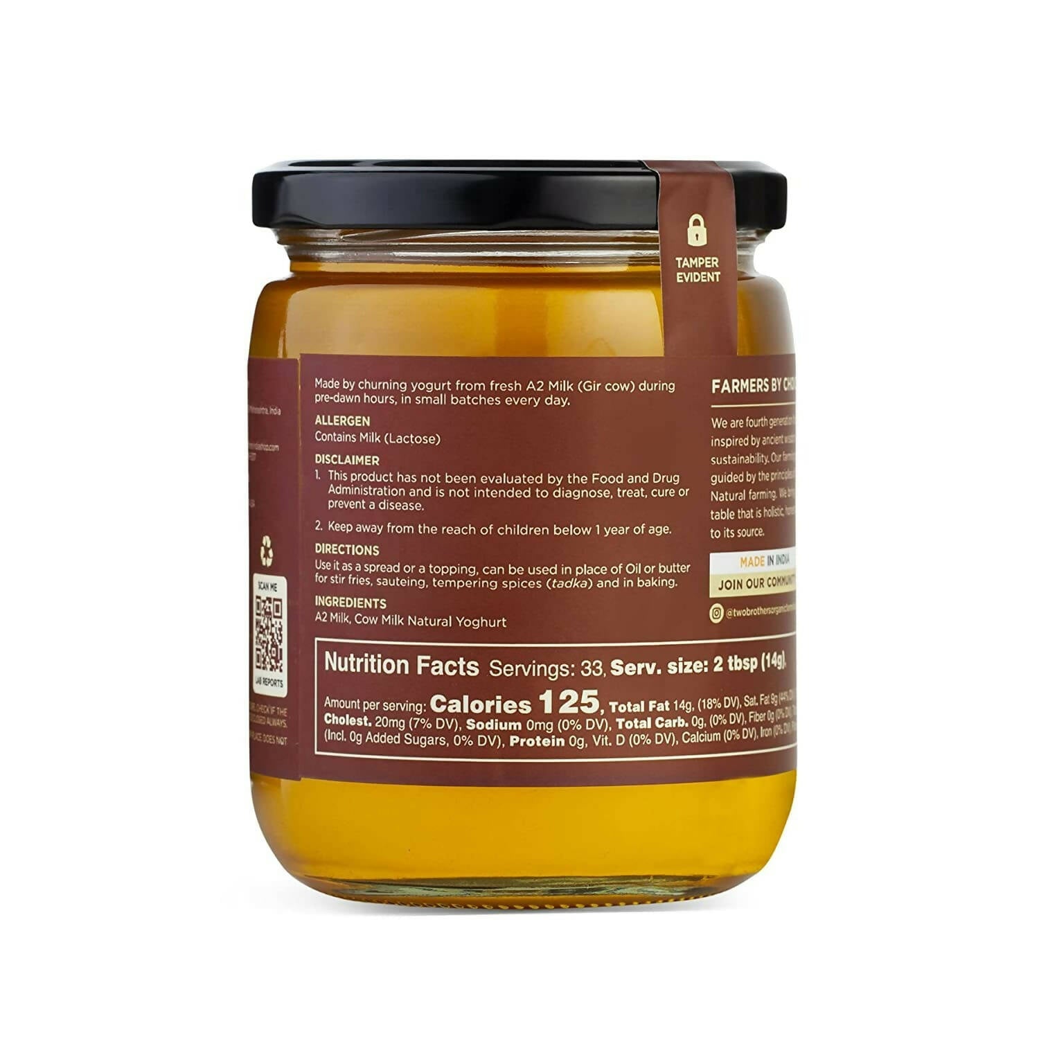 Two Brothers Organic Farms - A2 Ghee Cultured Cow Desi Ghee - Distacart
