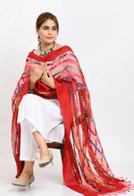 Thumbnail for Mominos Fashion Moeza Women's Orgenza Multi Thread Mirror Work Red Dupatta - Distacart