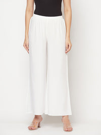 Thumbnail for Aniyah Rayon Flared Slip-On White Palazzo