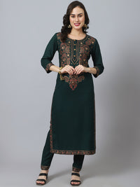 Thumbnail for NOZ2TOZ Bottle Green Chinkankari Kurta - Distacart