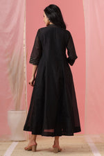 Thumbnail for Juniper Womens Black Chanderi Solid Kalidar Kurta - Distacart