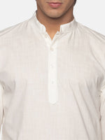 Thumbnail for Sethukrishna Men Cream-Coloured Striped Pure Cotton Kurta with Pyjamas - Distacart